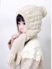  Kids Fashion Knitted Hat with Attached Scarf 